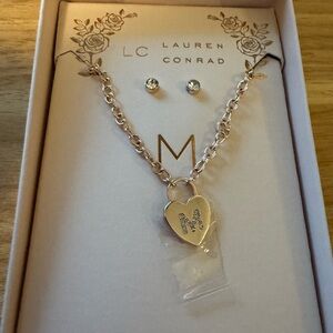 LC Lauren Conrad Gold Heart Necklace with Initial